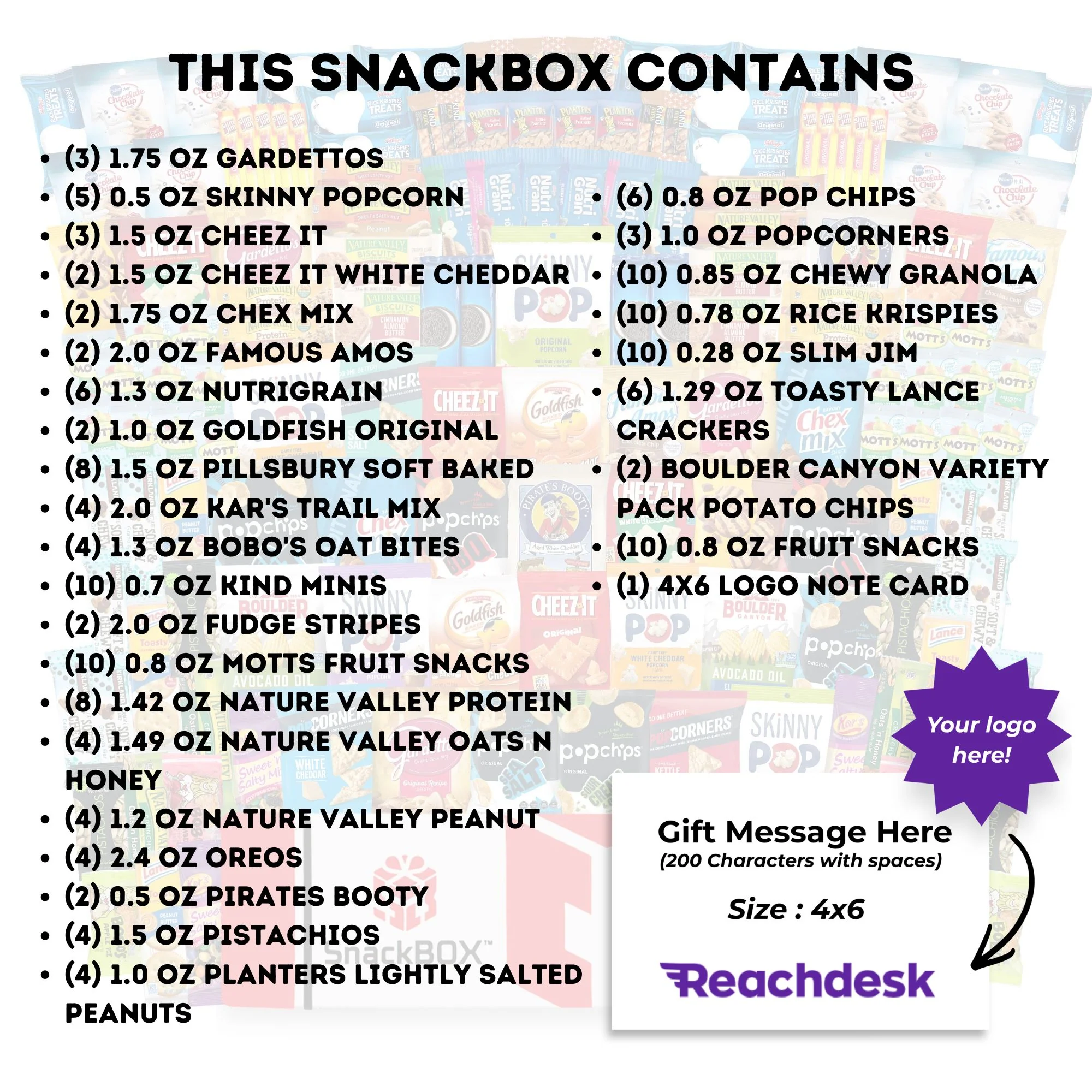 ORIGINAL OFFICE VARIETY CATERING CARE PACKAGE (150 Snacks) + Logo Note Card - Image 2